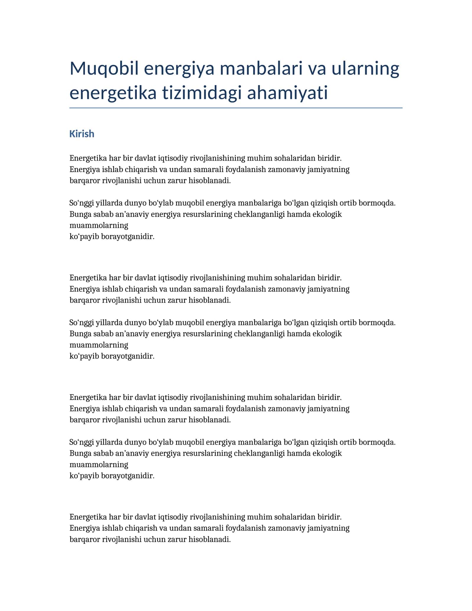 Energetika Kurs ishi 1