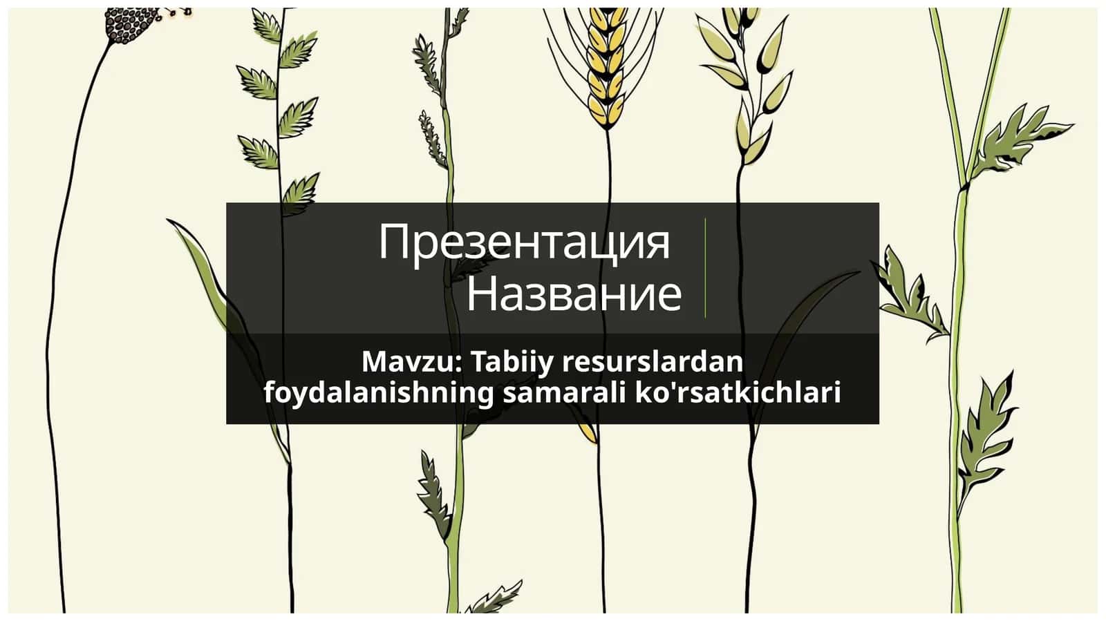Tabiiy resurslardan foydalanishning samarali ko'rsatkichlari 1