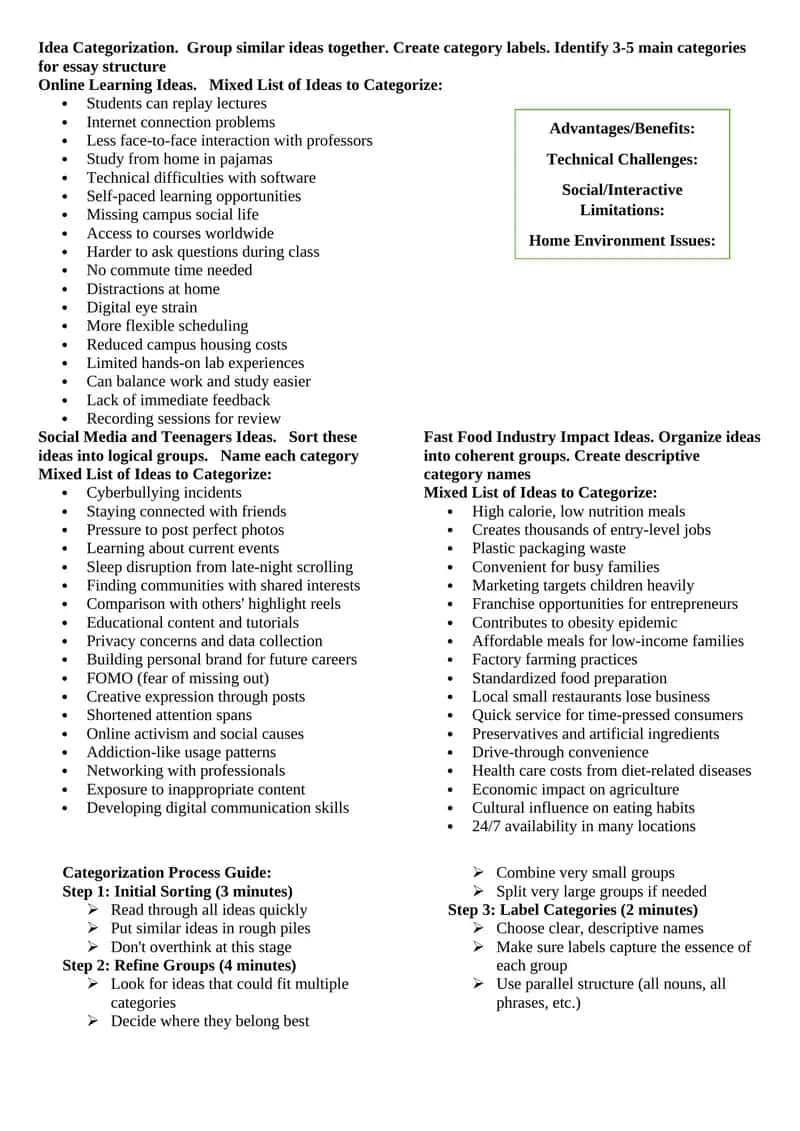 Online Learning Ideas 1