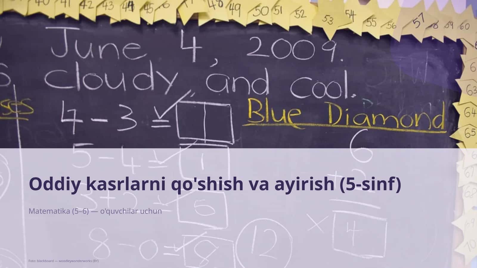 Oddiy kasrlarni qo'shish va ayirish (5-sinf) 1