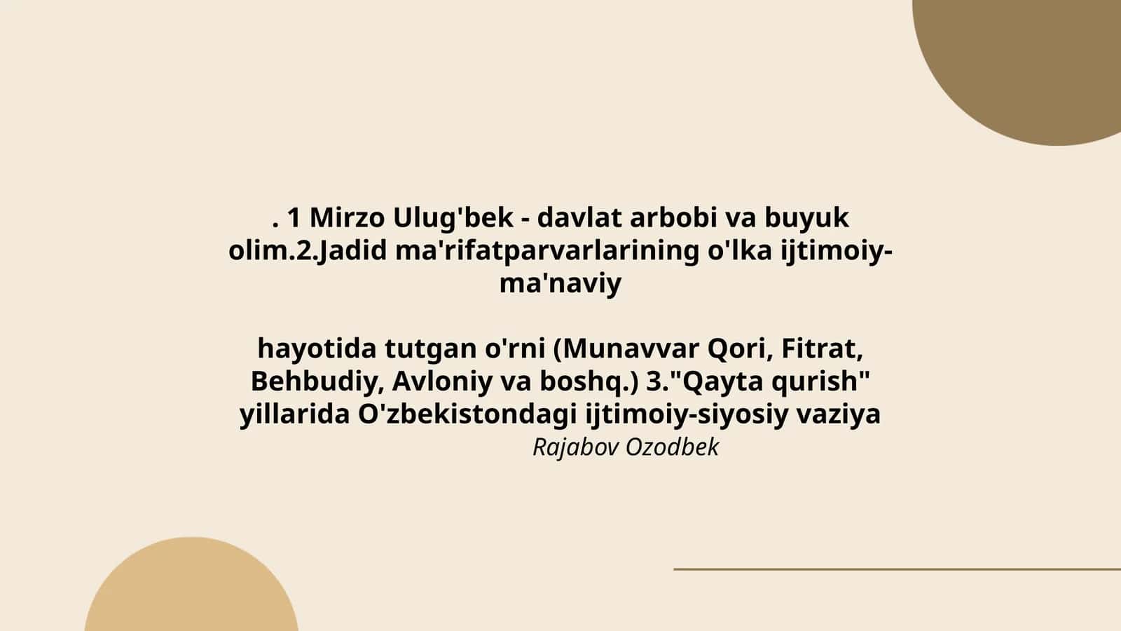 Mirzo Ulug'bek - davlat arbobi va buyuk olim 1