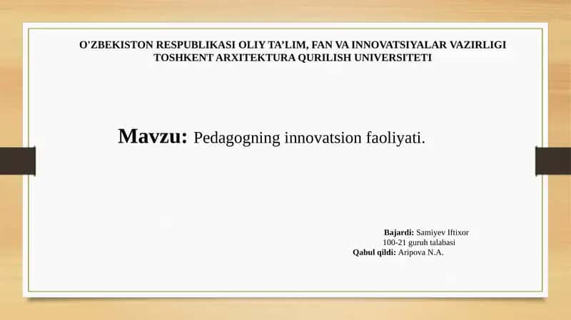 Pedagogning innovatsion faoliyati 1