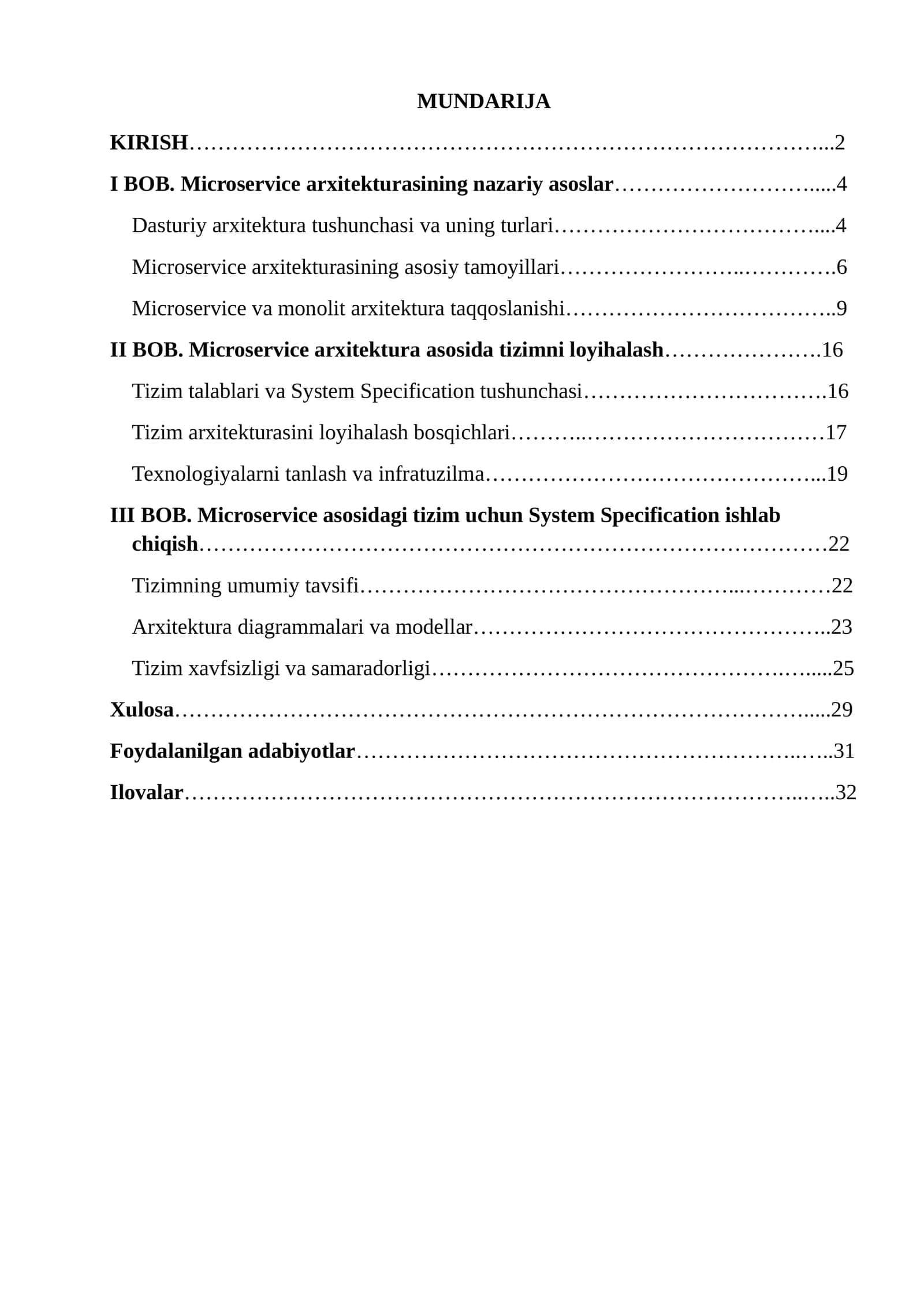 Microservice arxitektura uchun System Specification ishlab chiqarish 1