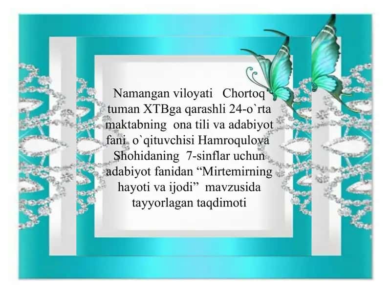 "Mirtemirning hayoti va ijodi" 1