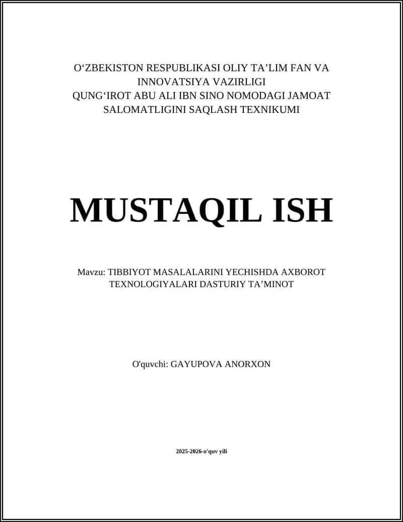 Elektron sog'liqni saqlash kartalari (ESK) dasturiy ta'minoti 1