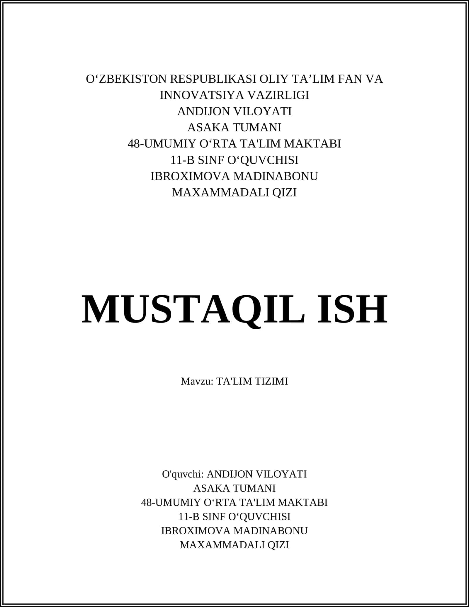 TA'LIM TIZIMI 1