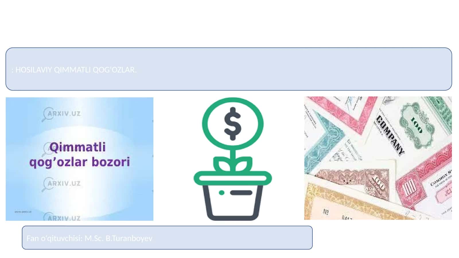 Hosilaviy Qimmatli Qog'ozlar 1