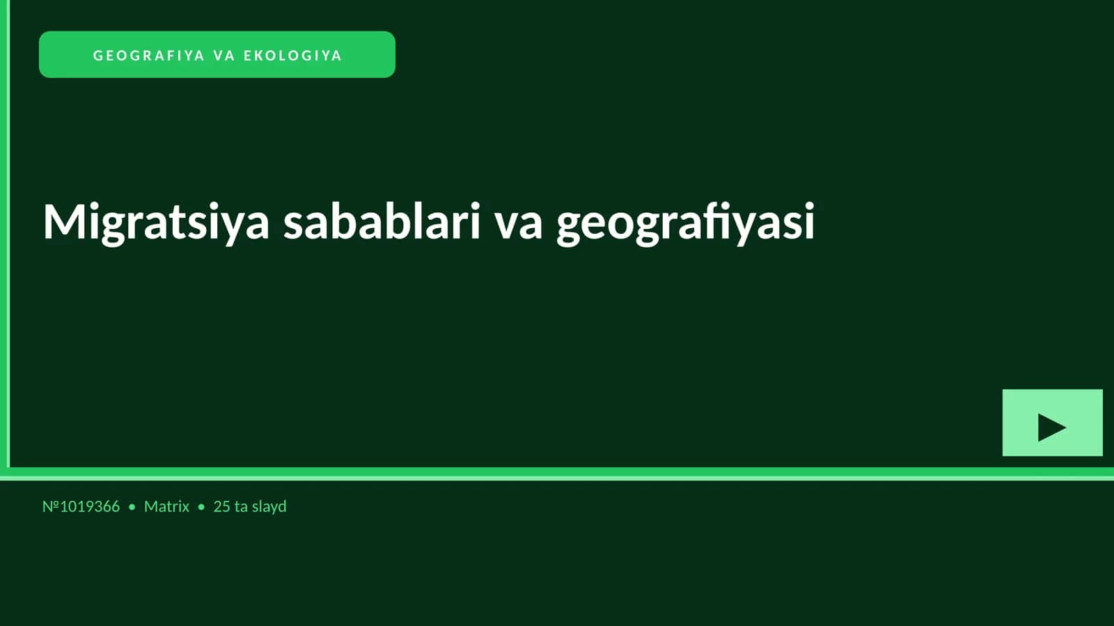 Migratsiya sabablari va geografiyasi 1