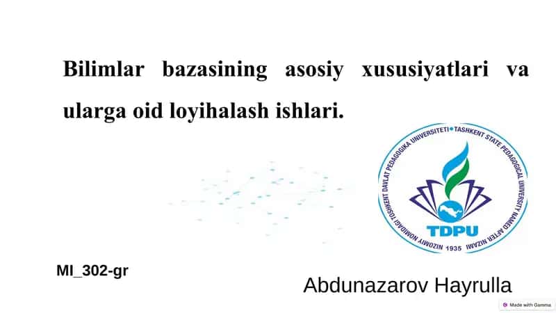 Bilimlar bazasi 1