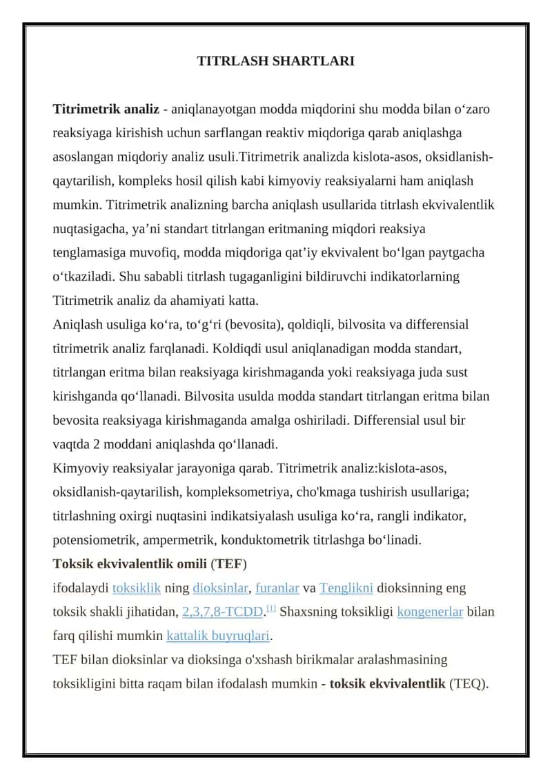 Titrlash shartlari 1