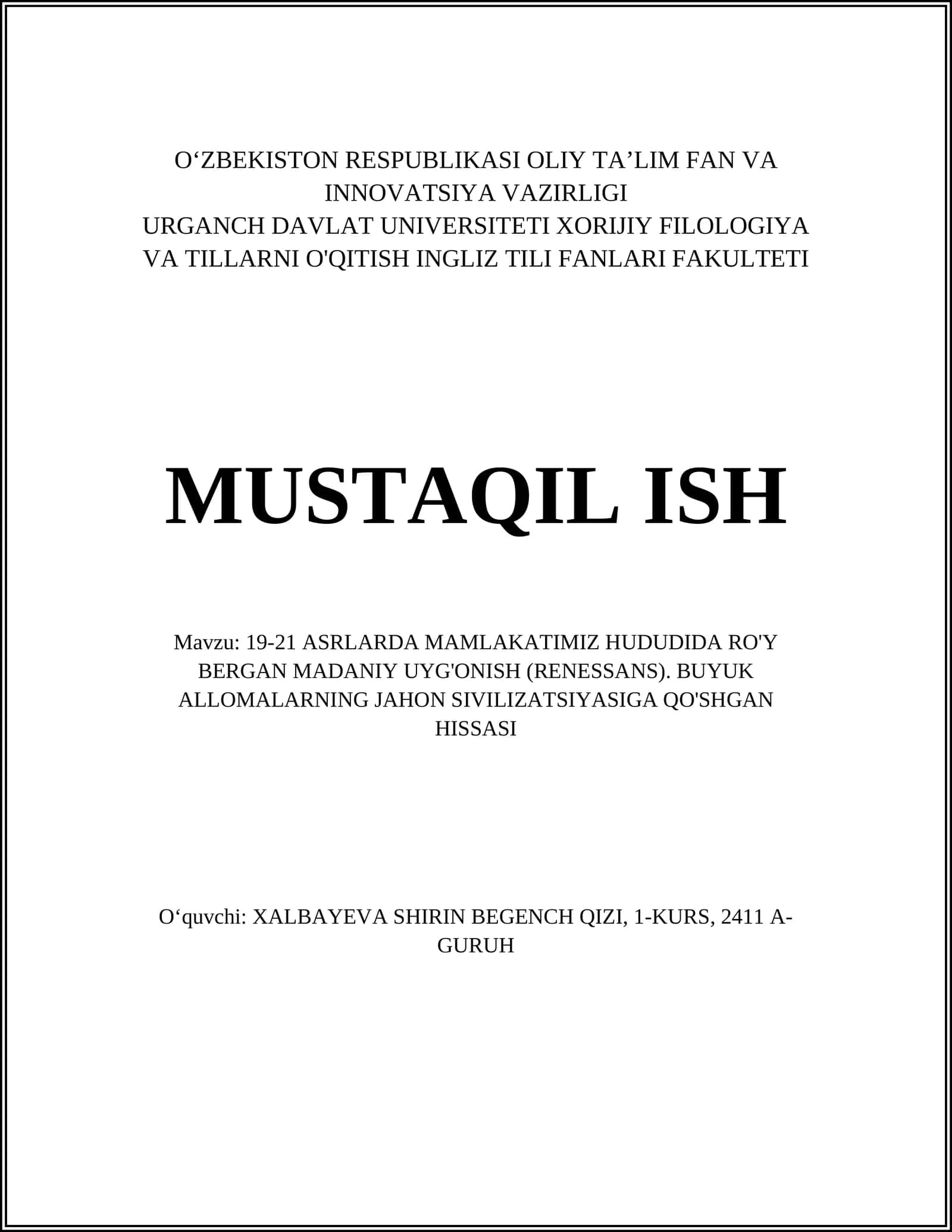 Muhammad al-Khorazmiy Tavalludi va Ijodi 1