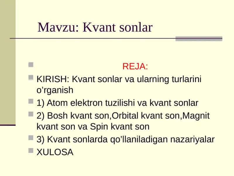 Kvant sonlar 1
