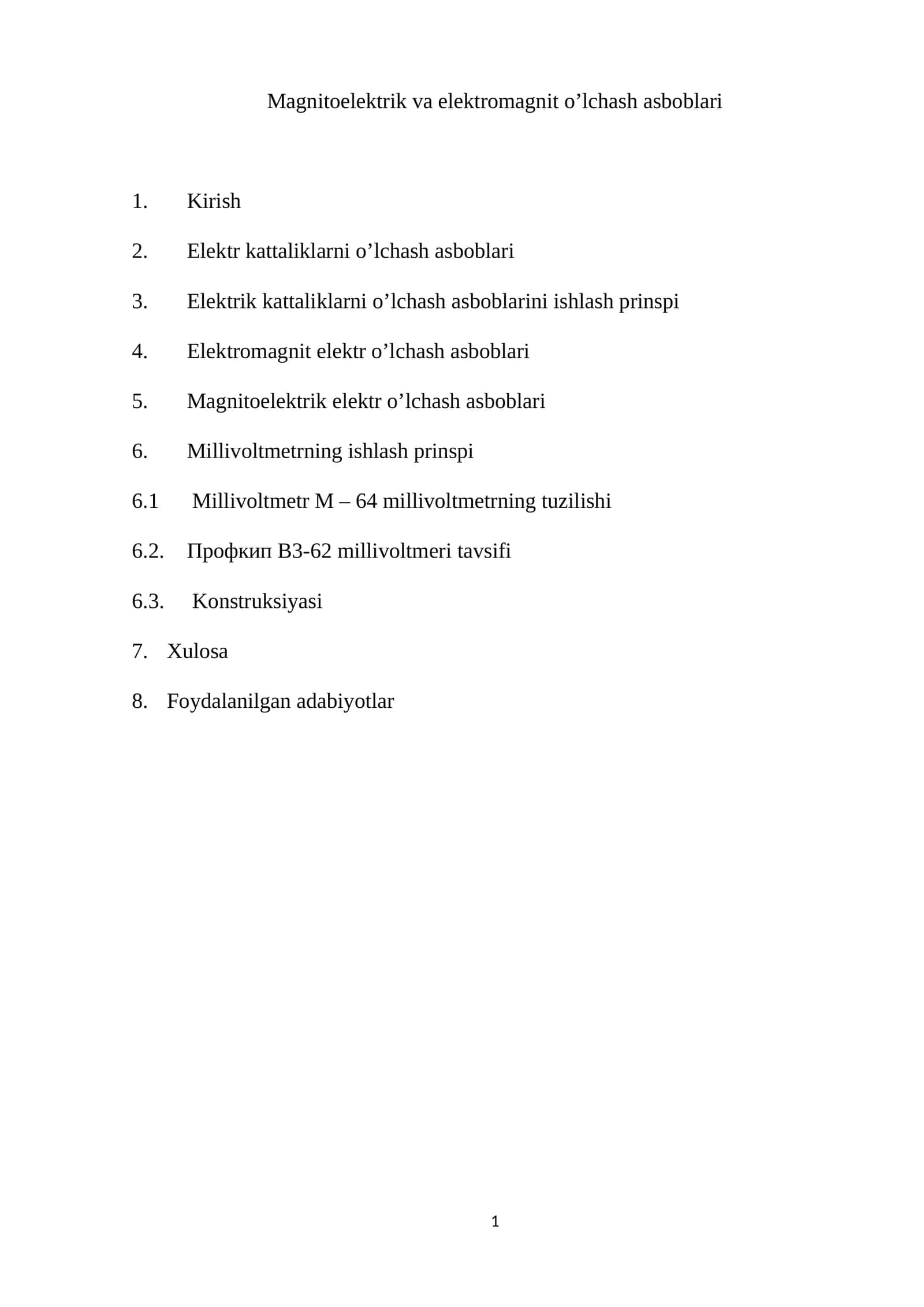 Magnitoelektrik va elektromagnit o’lchash asboblari 1