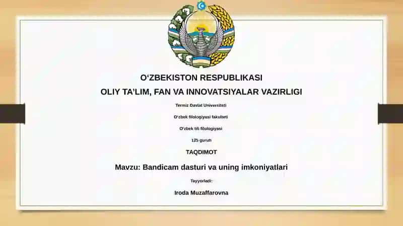 Bandicam dasturi va uning imkoniyatlari