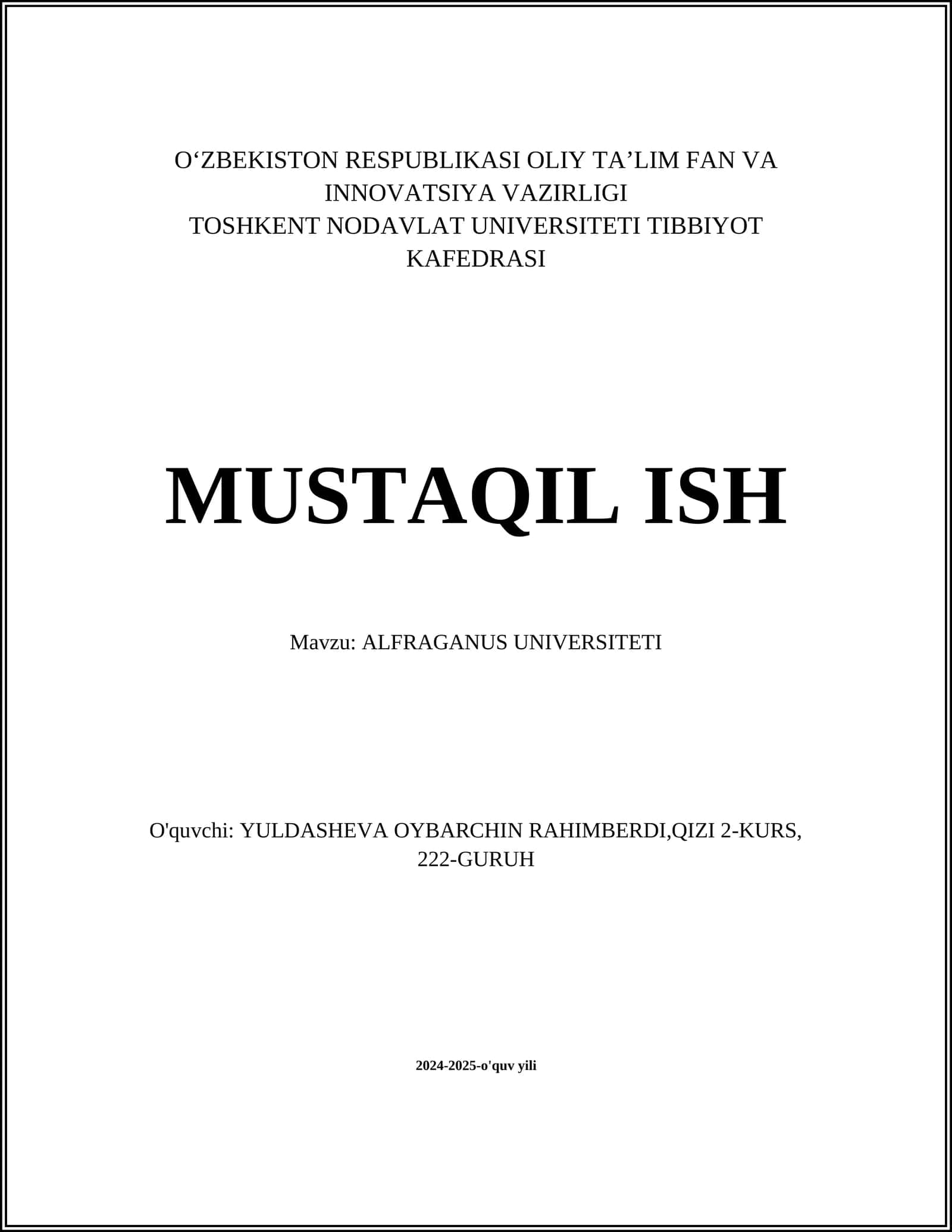 ALFRAGANUS UNIVERSITETI 1