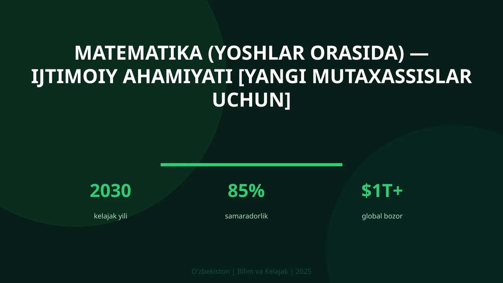 Matematika (yoshlar orasida) — ijtimoiy ahamiyati [yangi mutaxassislar uchun] 1