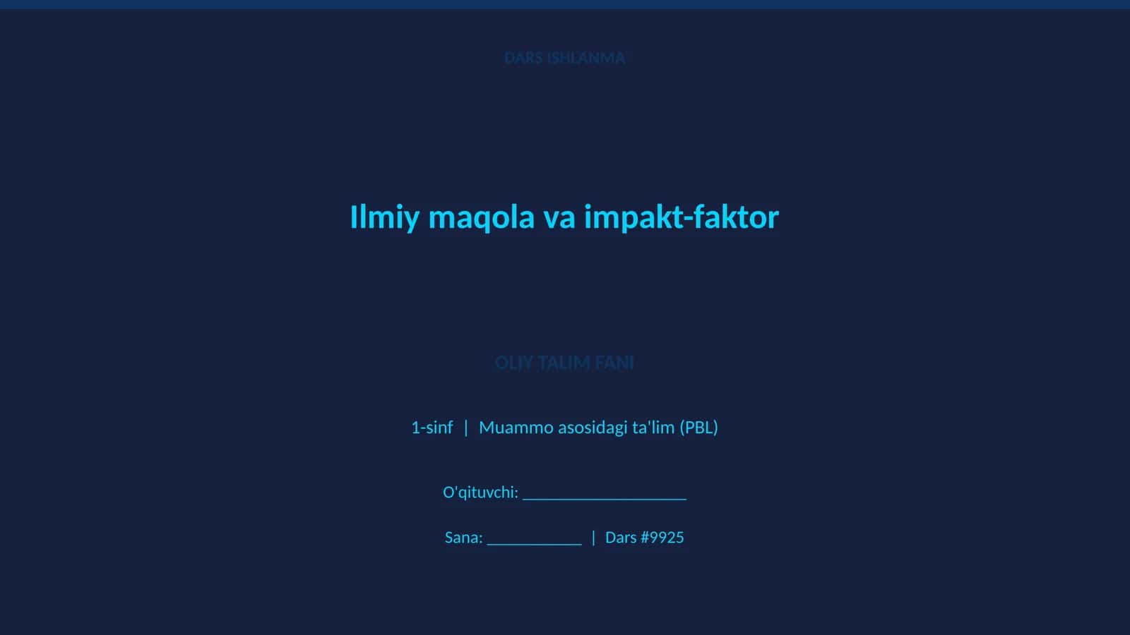 Ilmiy maqola va impakt-faktor 1
