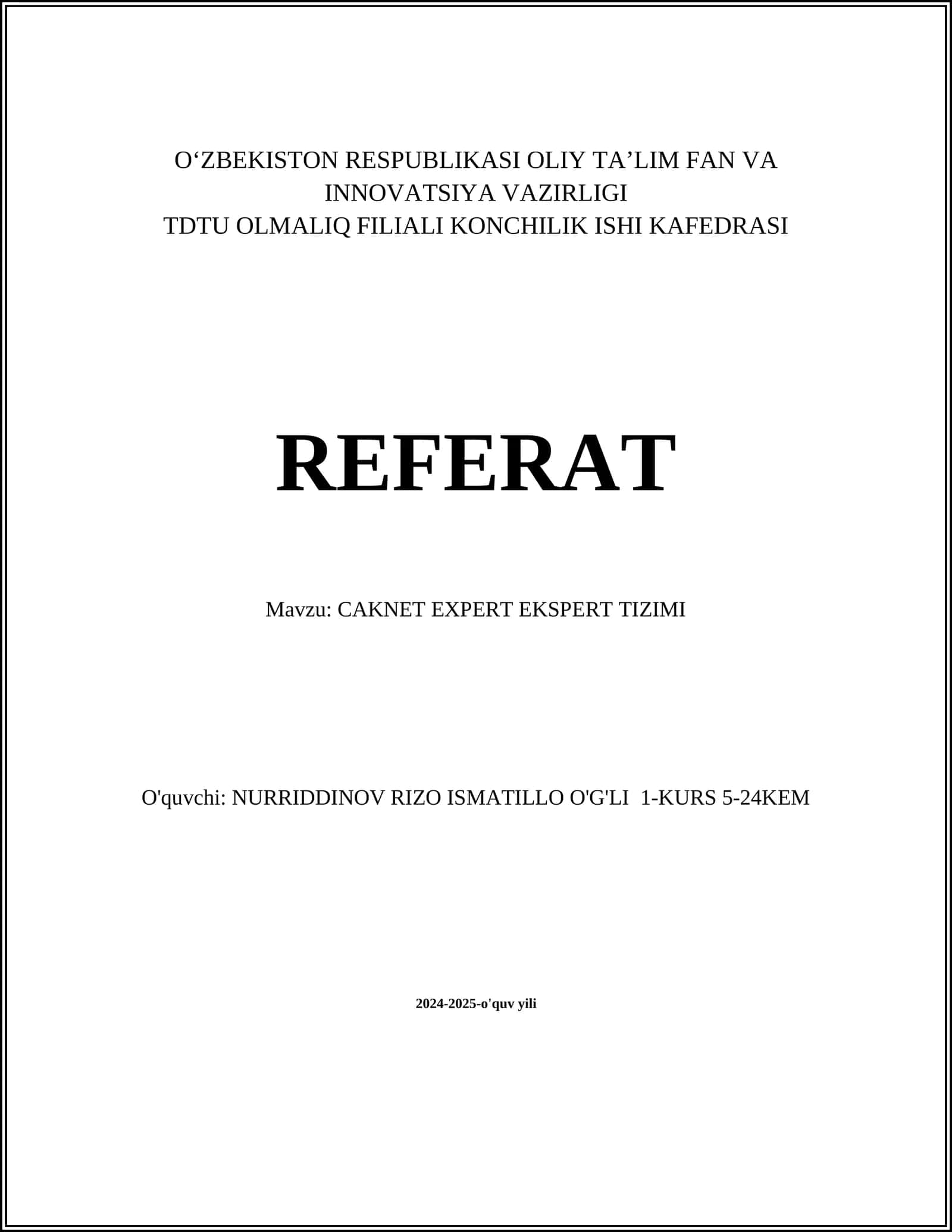 CAKNET EXPERT EKSPERT TIZIMI 1