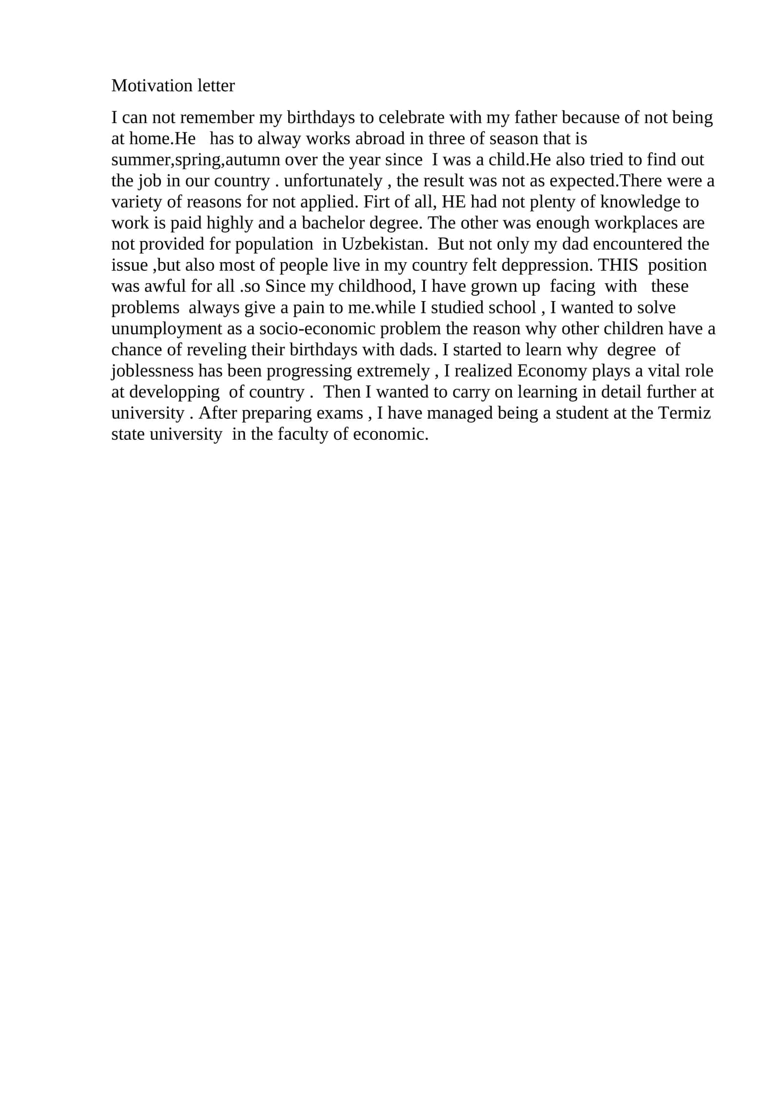 Motivation Letter 1