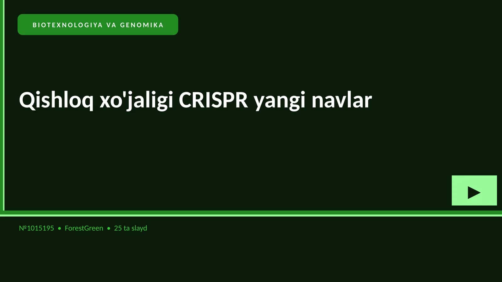 BIOTEXNOLOGIYA VA GENOMIKA 1