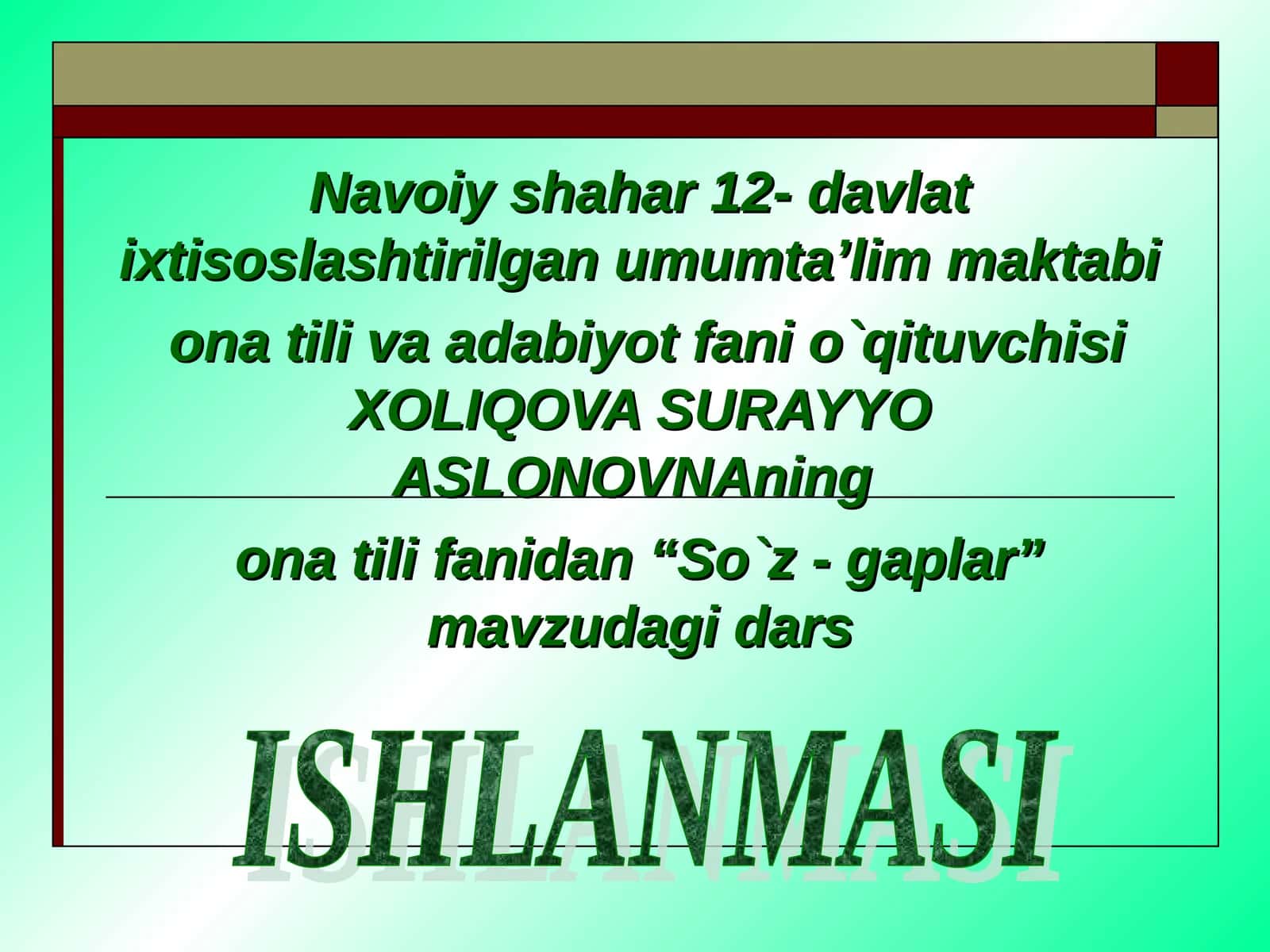So`z - gaplar darsi 1