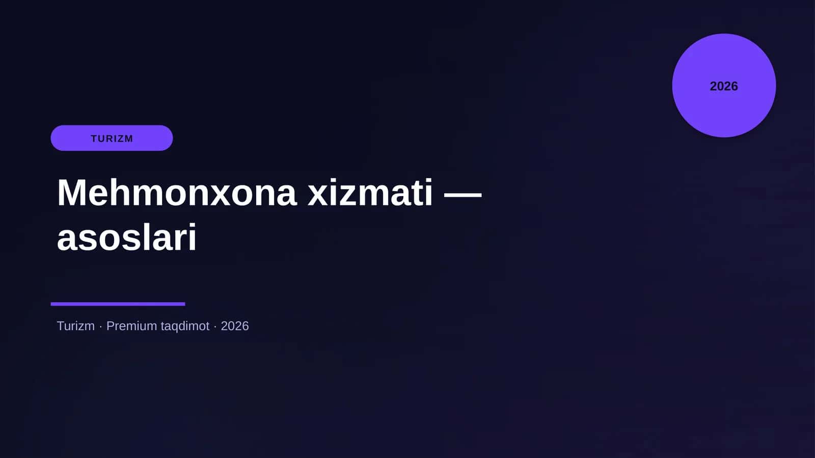 Mehmonxona xizmati — asoslari 1