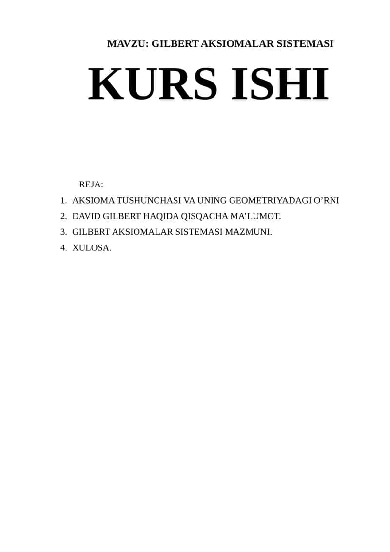 GILBERT AKSIOMALAR SISTEMASI 1