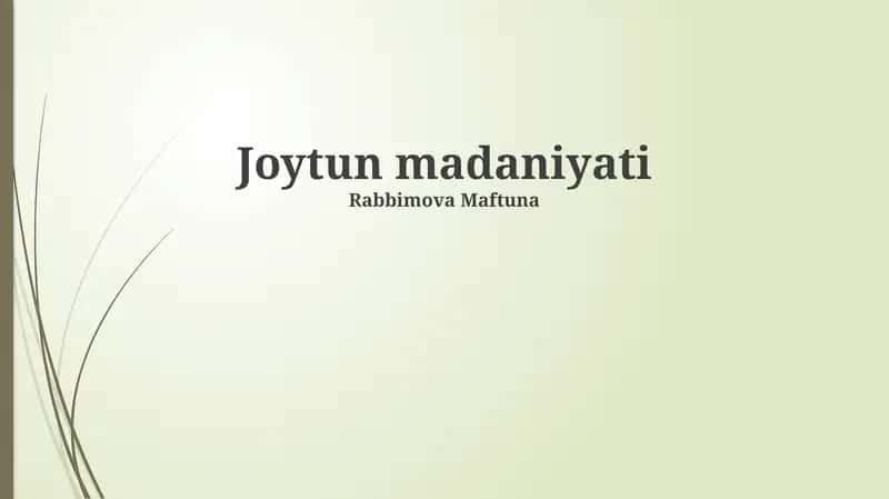 Joytun madaniyati 1