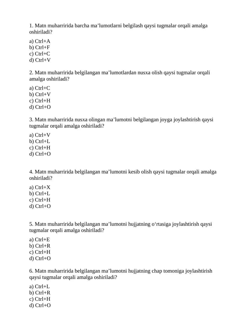 Matn muharriri bilan ishlash 1