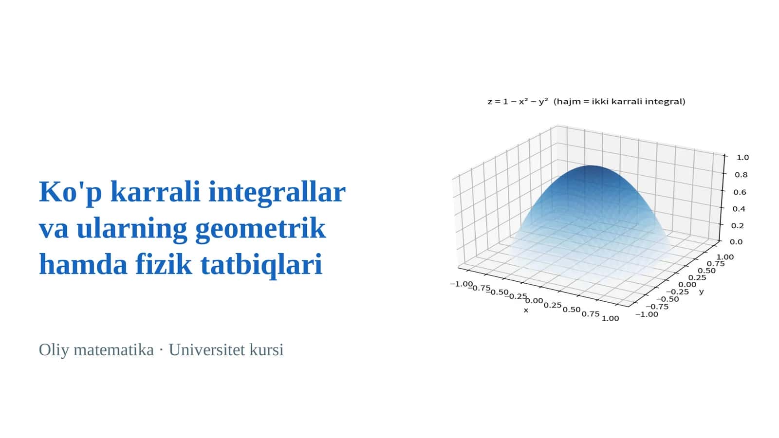 Ko'p karrali integrallar va ularning geometrik hamda fizik tatbiqlari 1