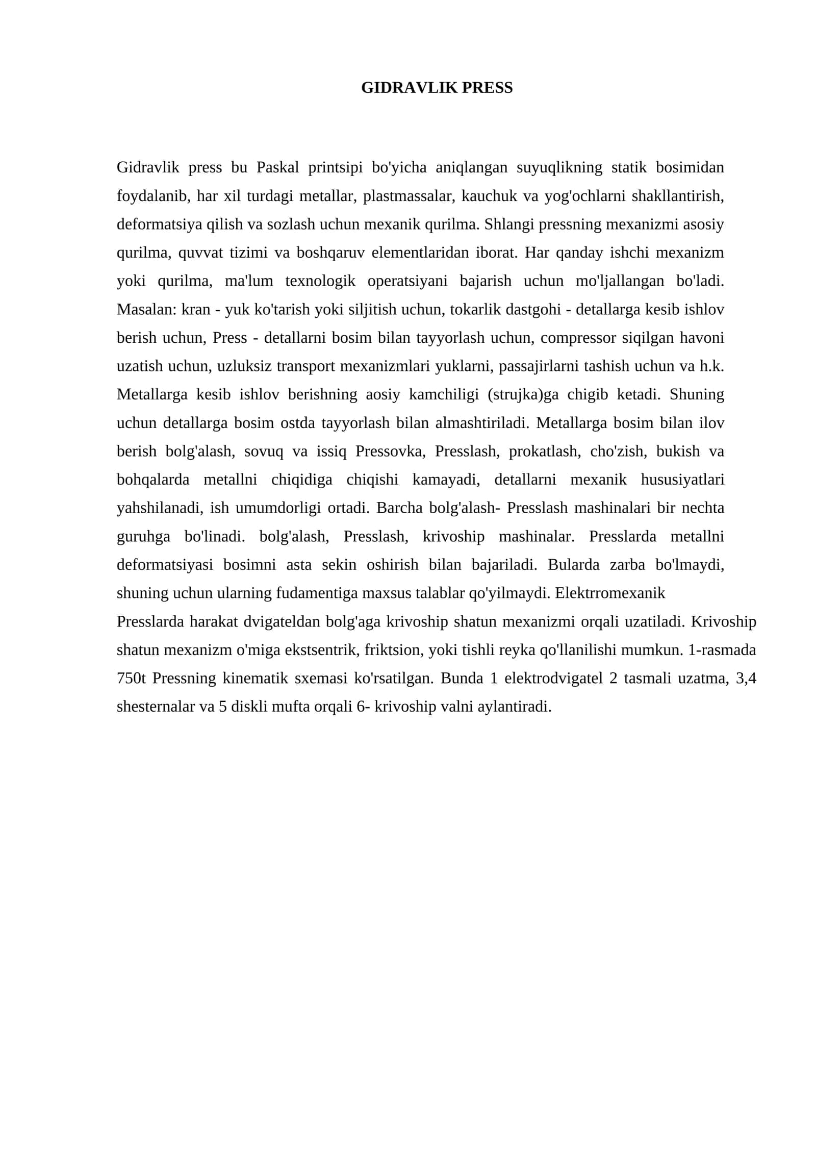 Gidravlik press 1