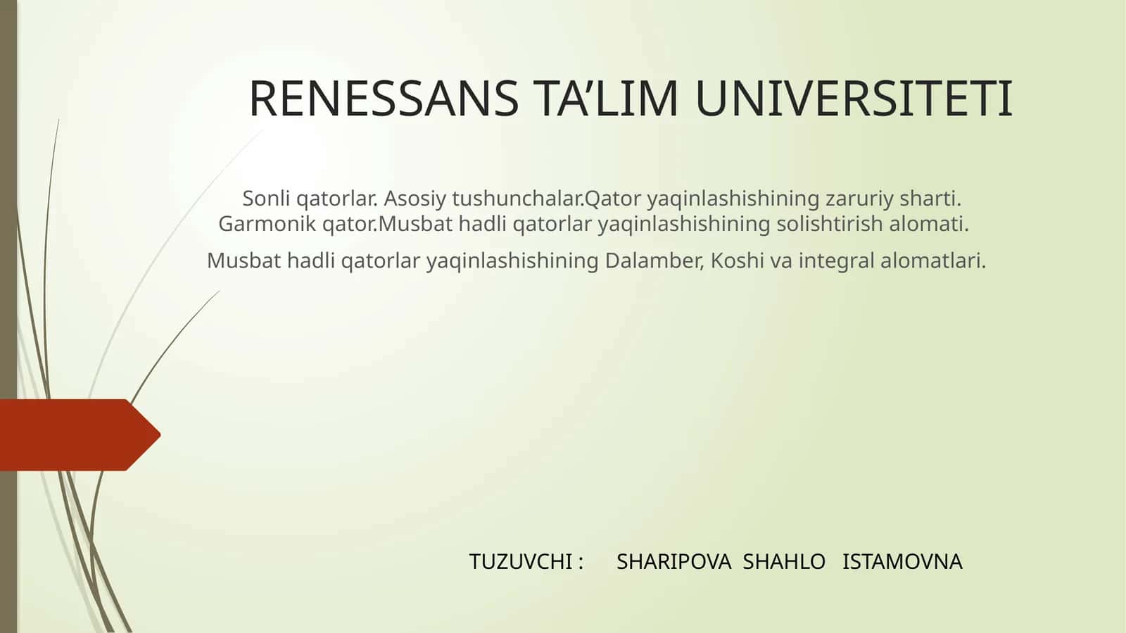 RENESSANS TA’LIM UNIVERSITETI 1