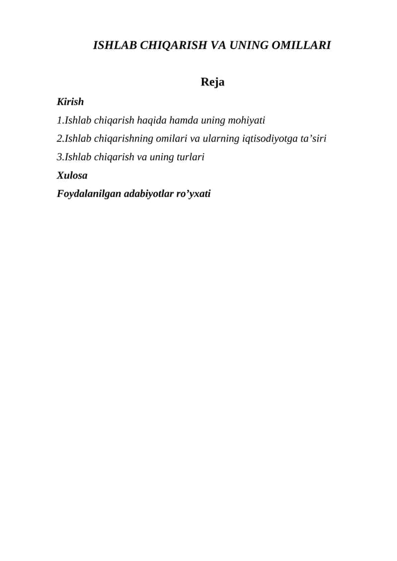 Ishlab chiqarish va uning omillari 1