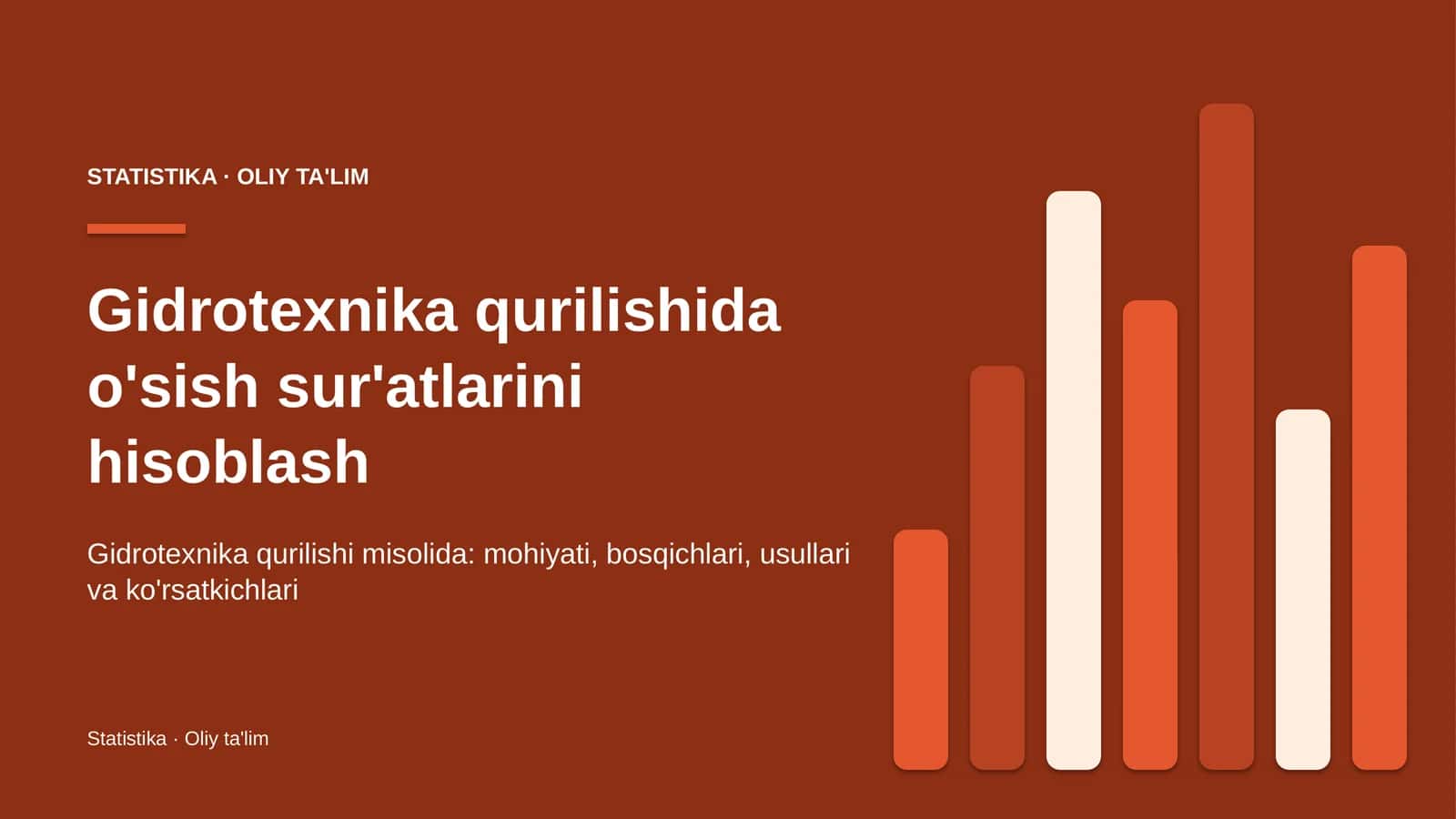 Gidrotexnika qurilishida o'sish sur'atlarini hisoblash 1