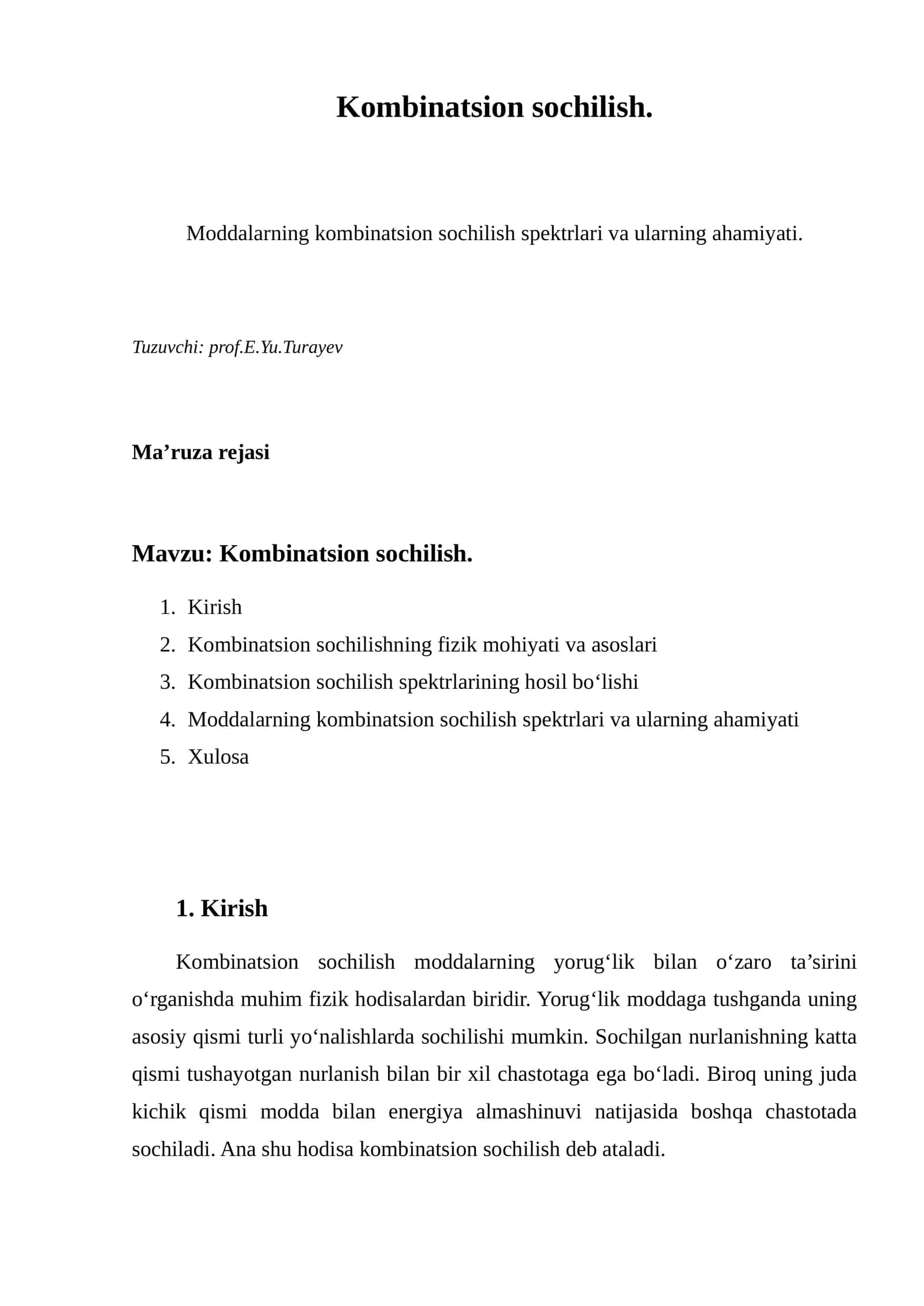 Kombinatsion sochilish 1