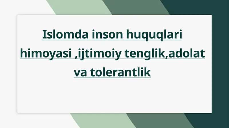 Islomda inson huquqlari himoyasi ,ijtimoiy tenglik,adolat va tolerantlik 1