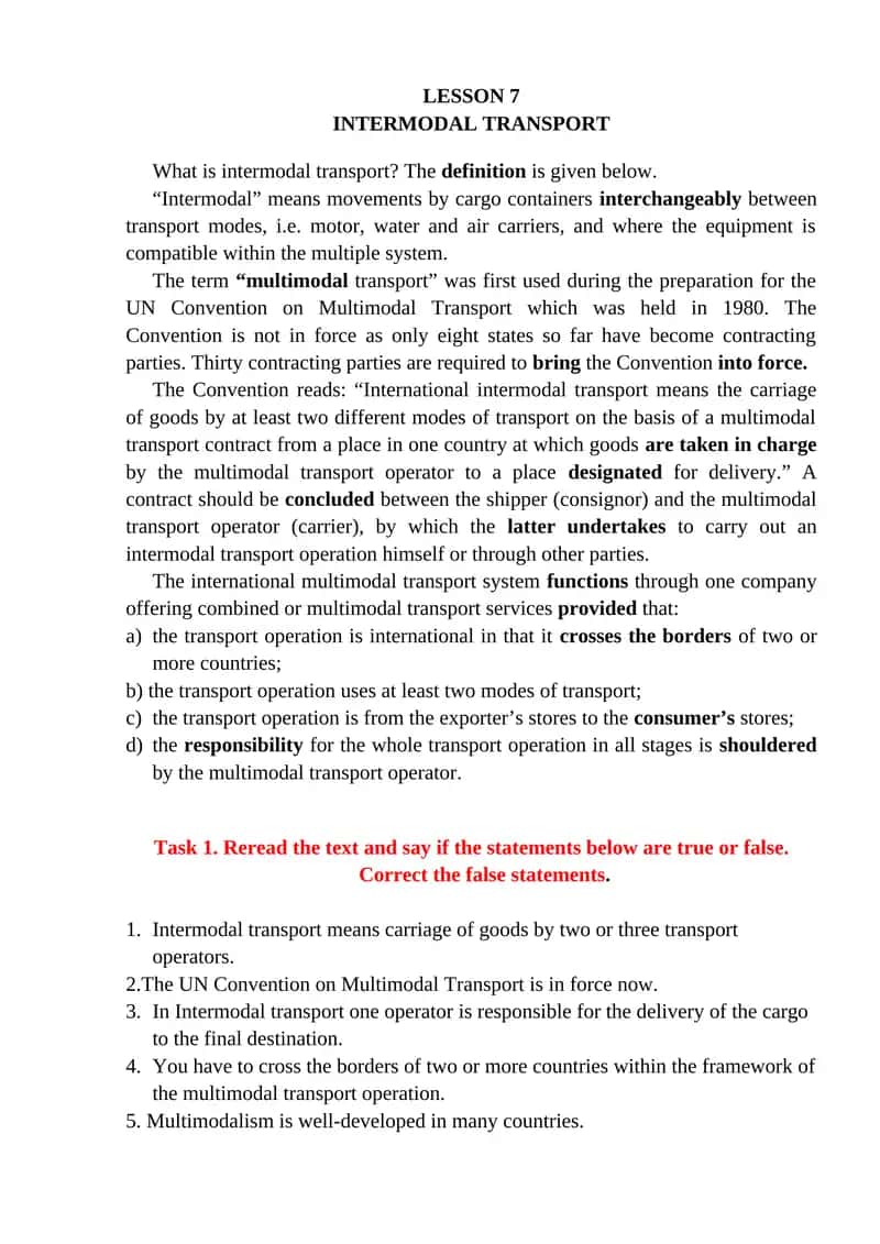 INTERMODAL TRANSPORT 1