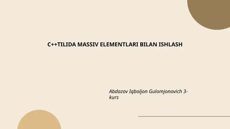 MASSIV ELEMENTLARI BILAN ISHLASH 1
