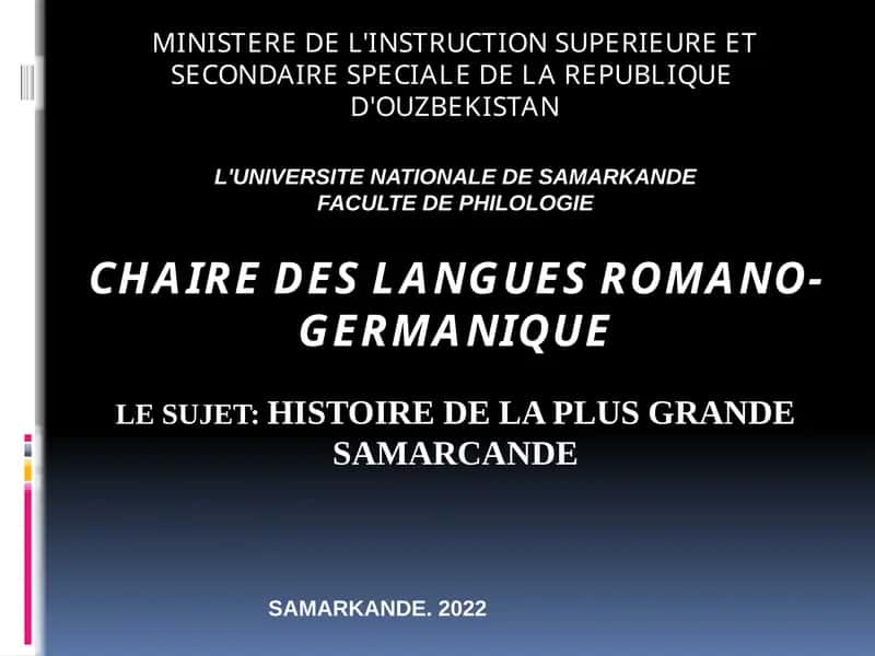 HISTOIRE DE LA PLUS GRANDE SAMARCANDE 1