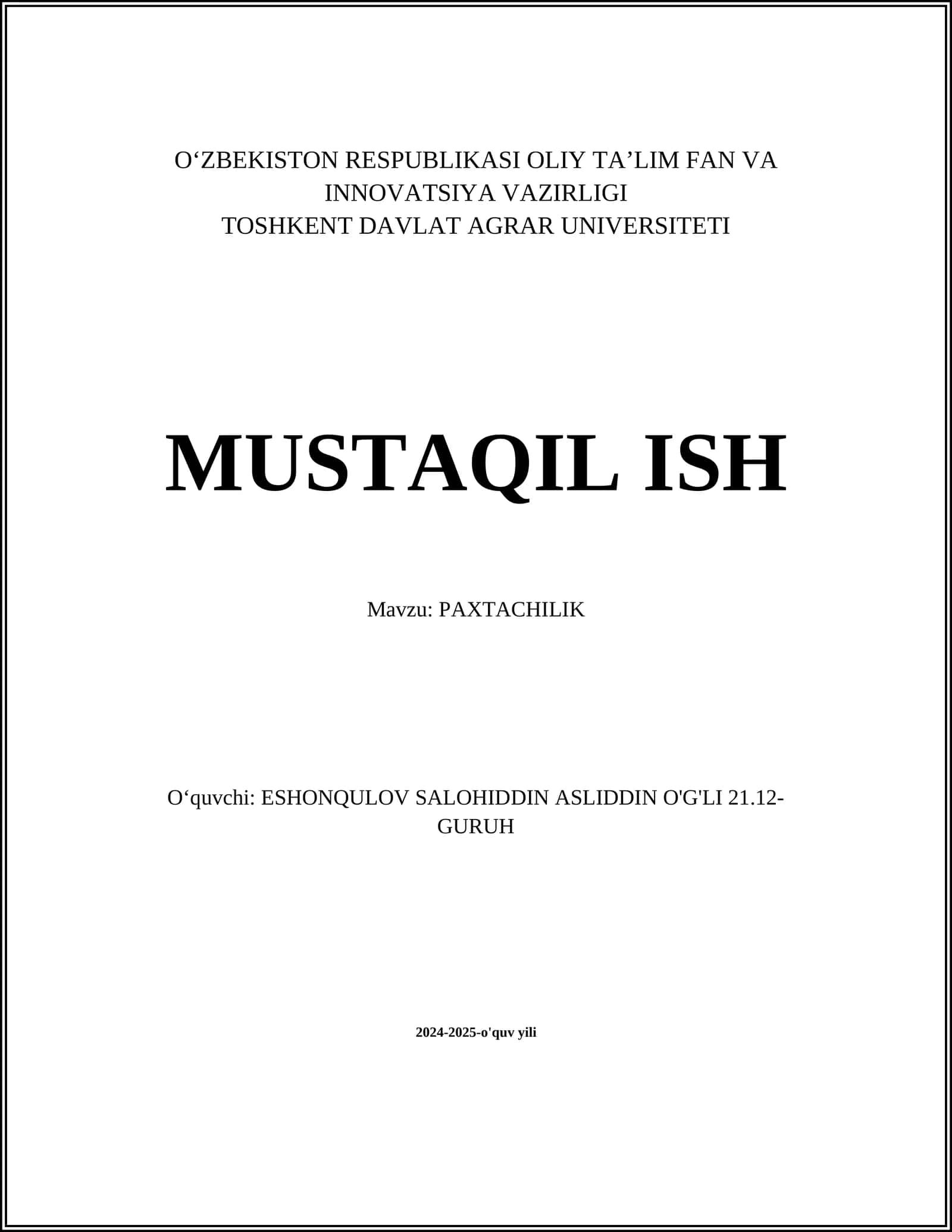 Paxtachilikning tarixi 1