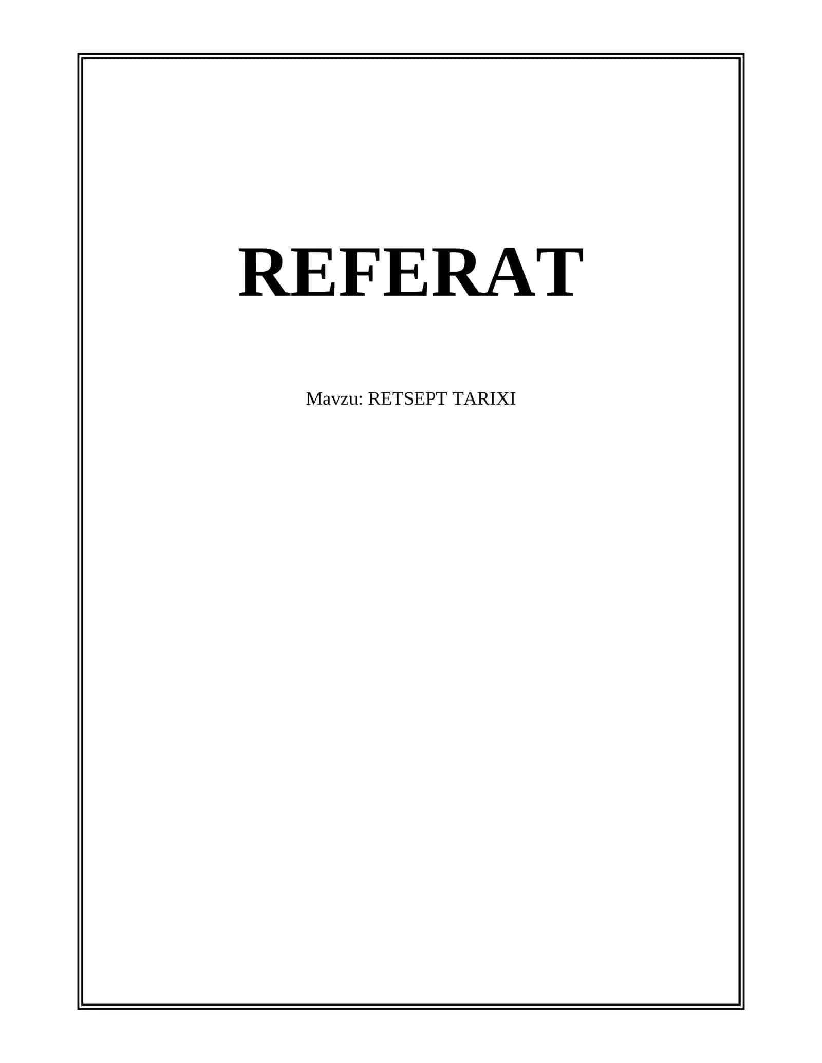 RETSEPT TARIXI 1