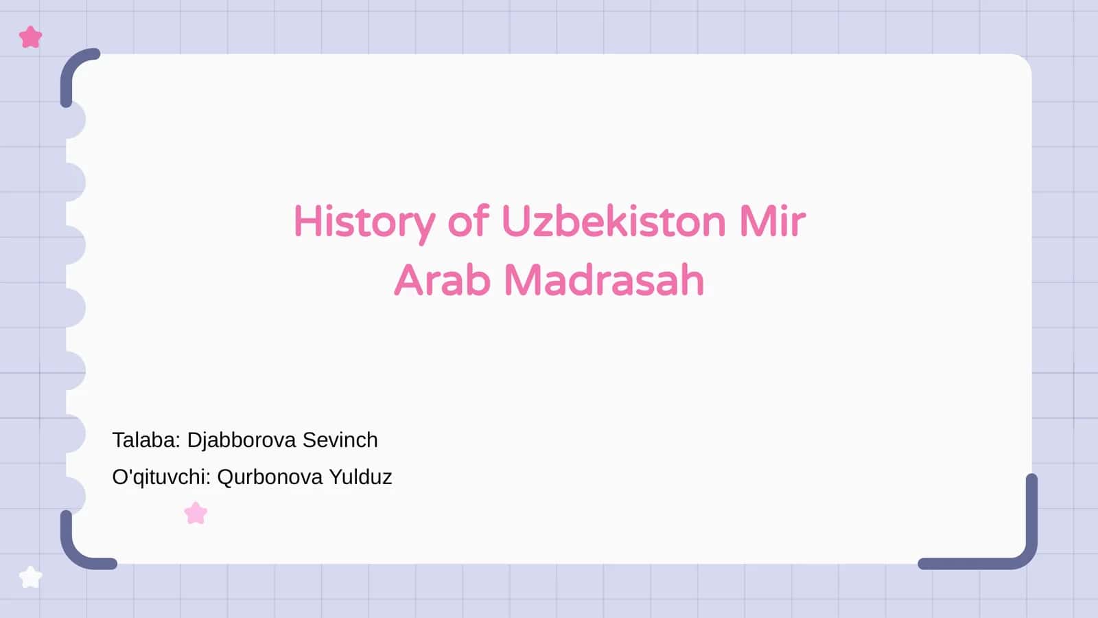 O'zbekiston Mir Arab Madrasah Tarixi 1