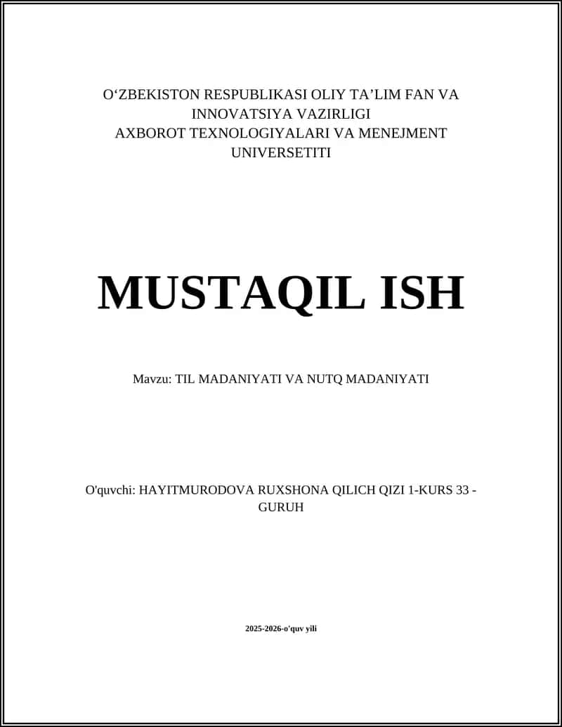 TIL MADANIYATI VA NUTQ MADANIYATI 1