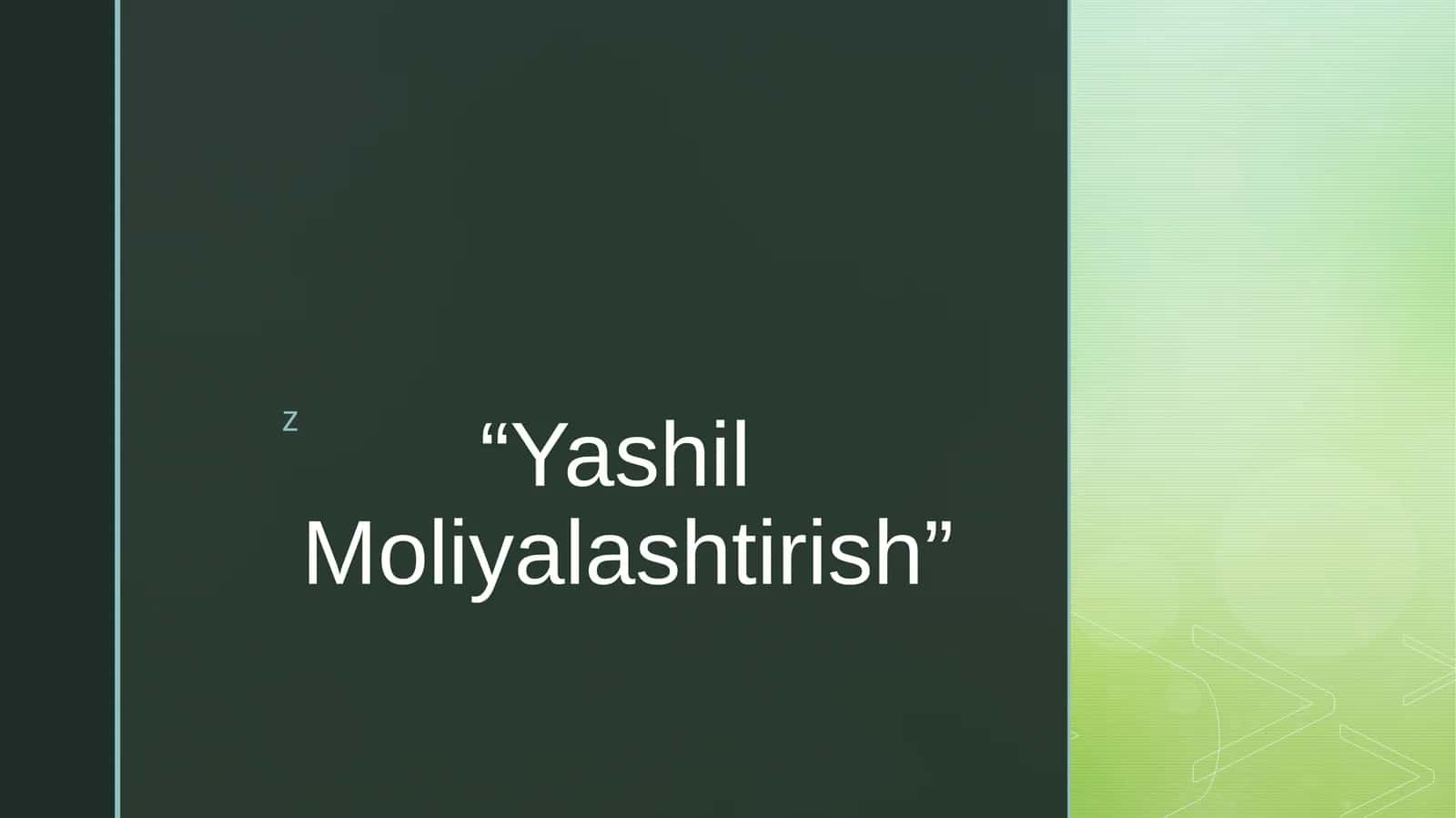Yashil Moliyalashtirish 1