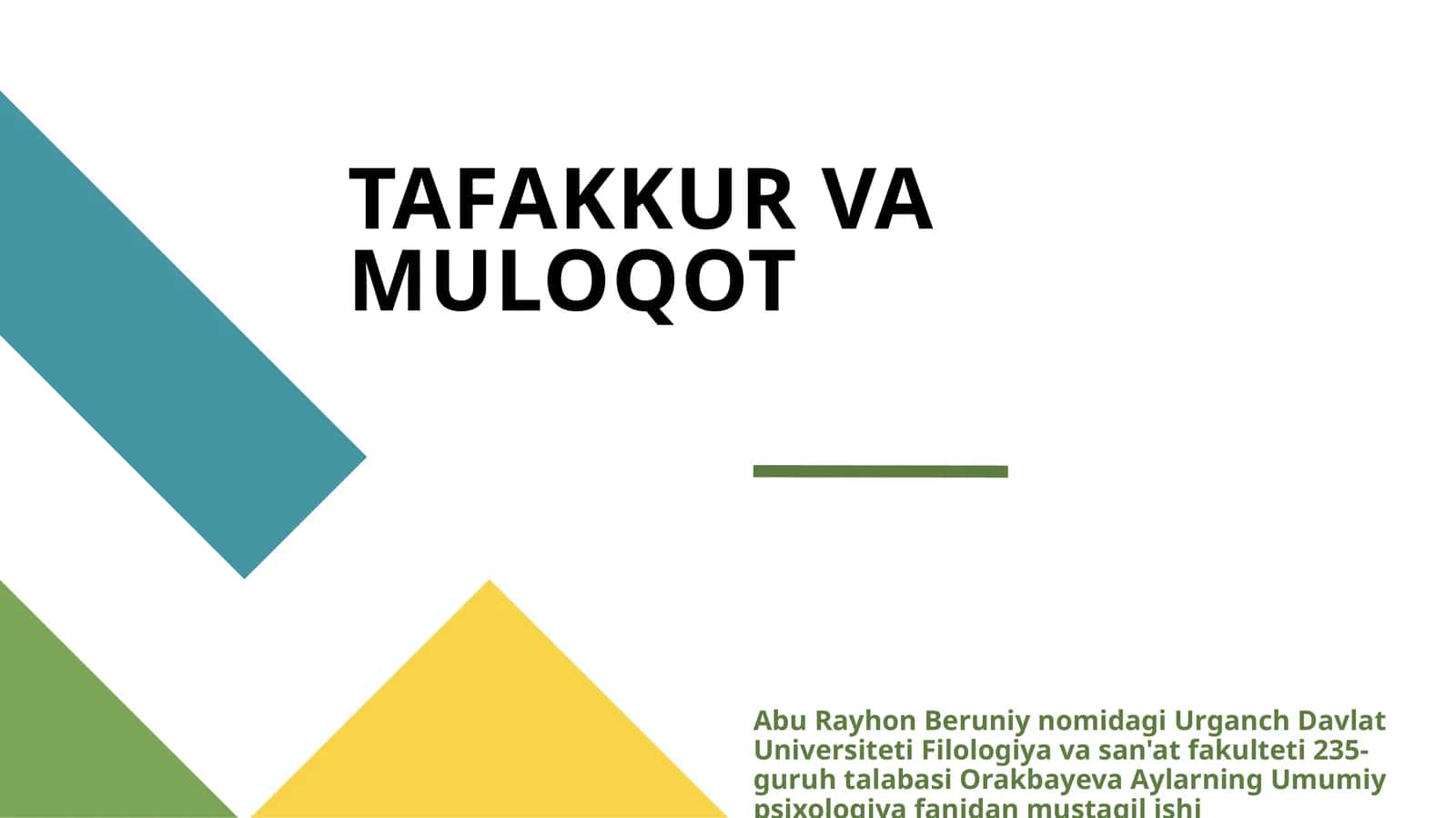 TAFAKKUR VA MULOQOT 1