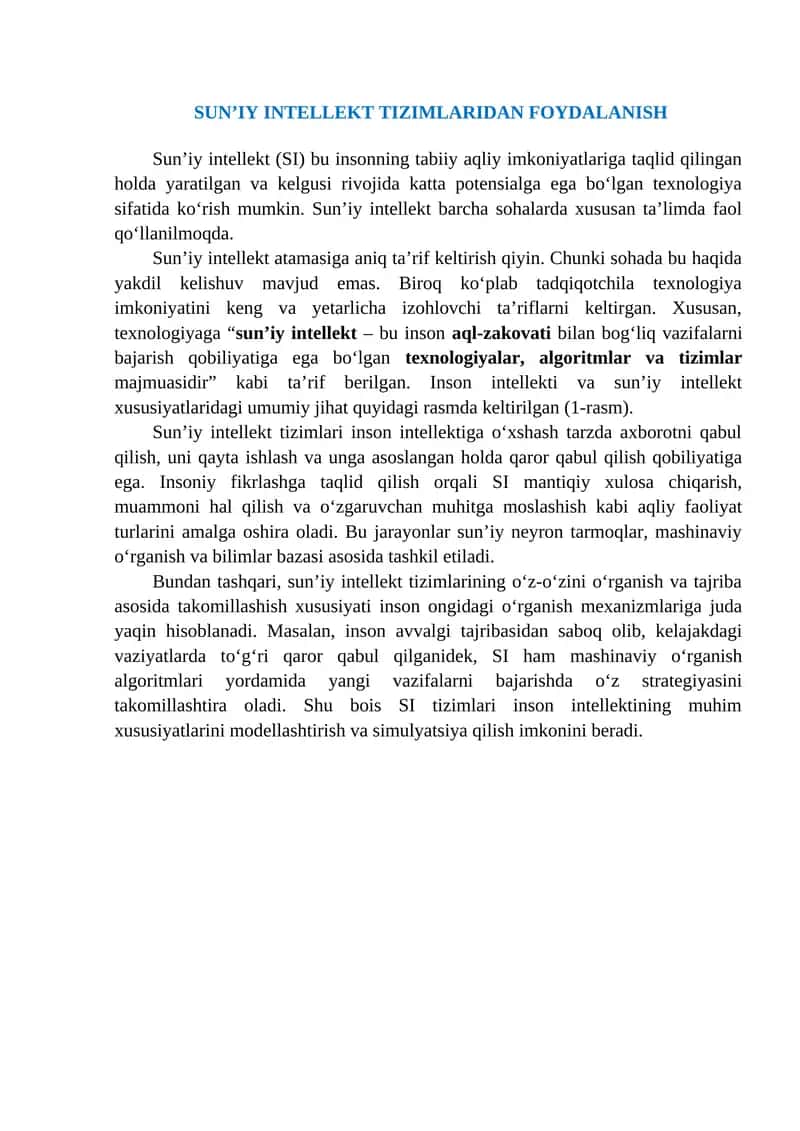 Sun’iy Intellekt Tizimlari 1