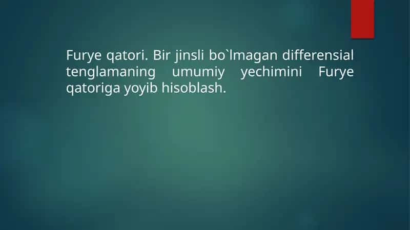 Furye qatori 1