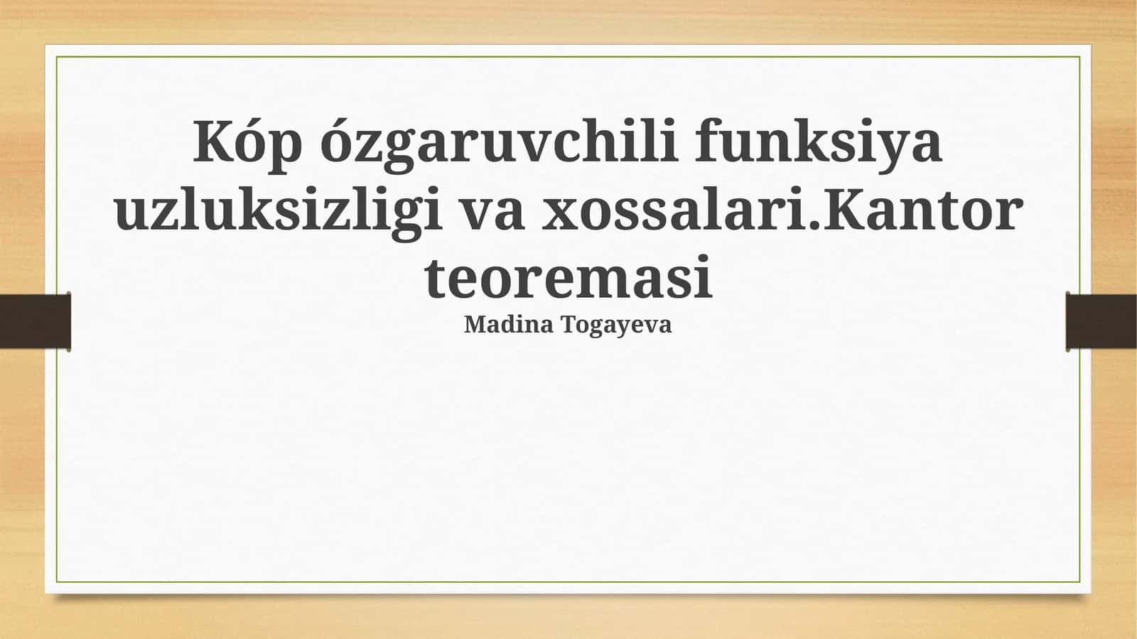 Kantor Teoremasi 1