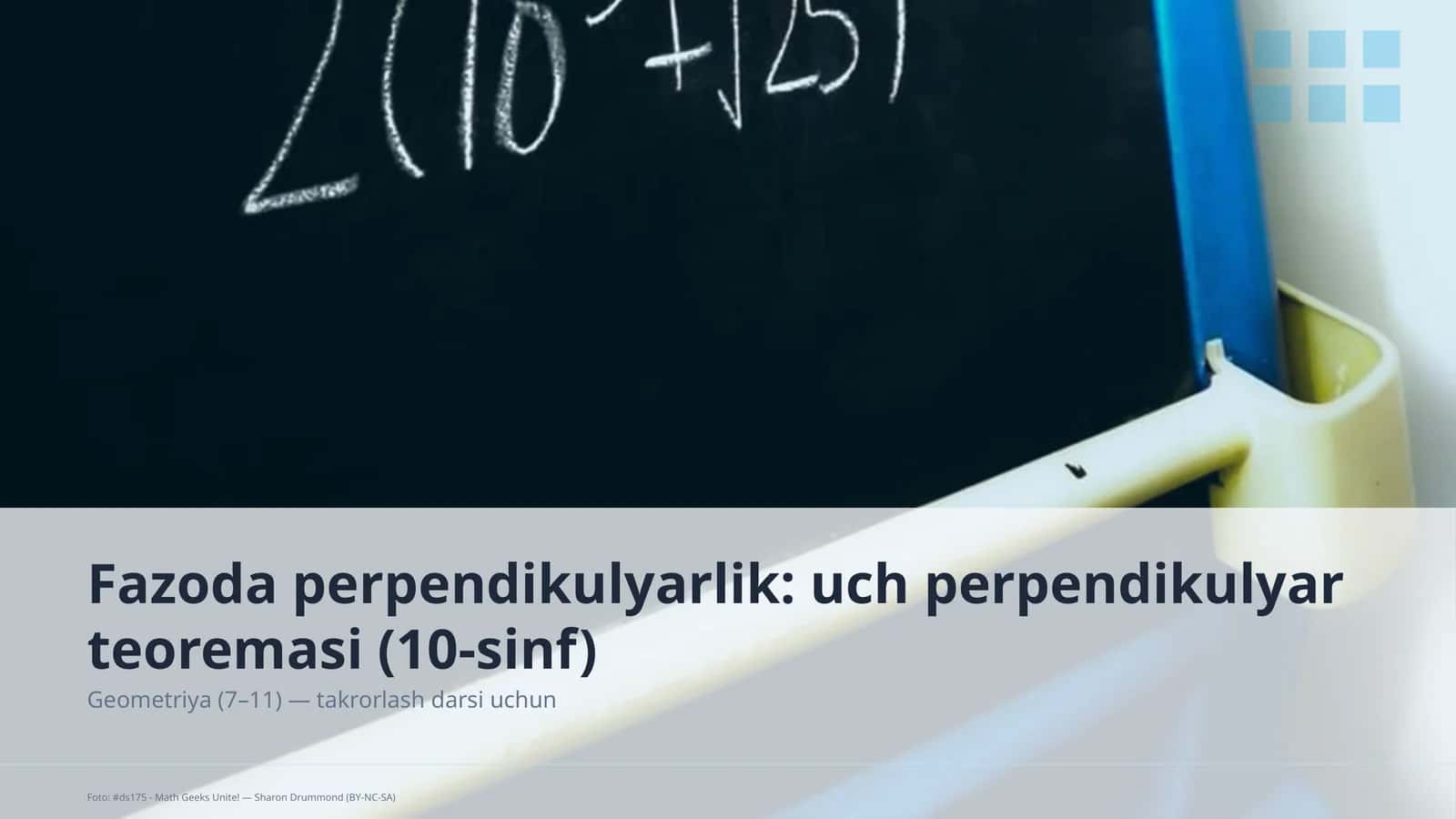 Fazoda perpendikulyarlik: uch perpendikulyar teoremasi (10-sinf) 1