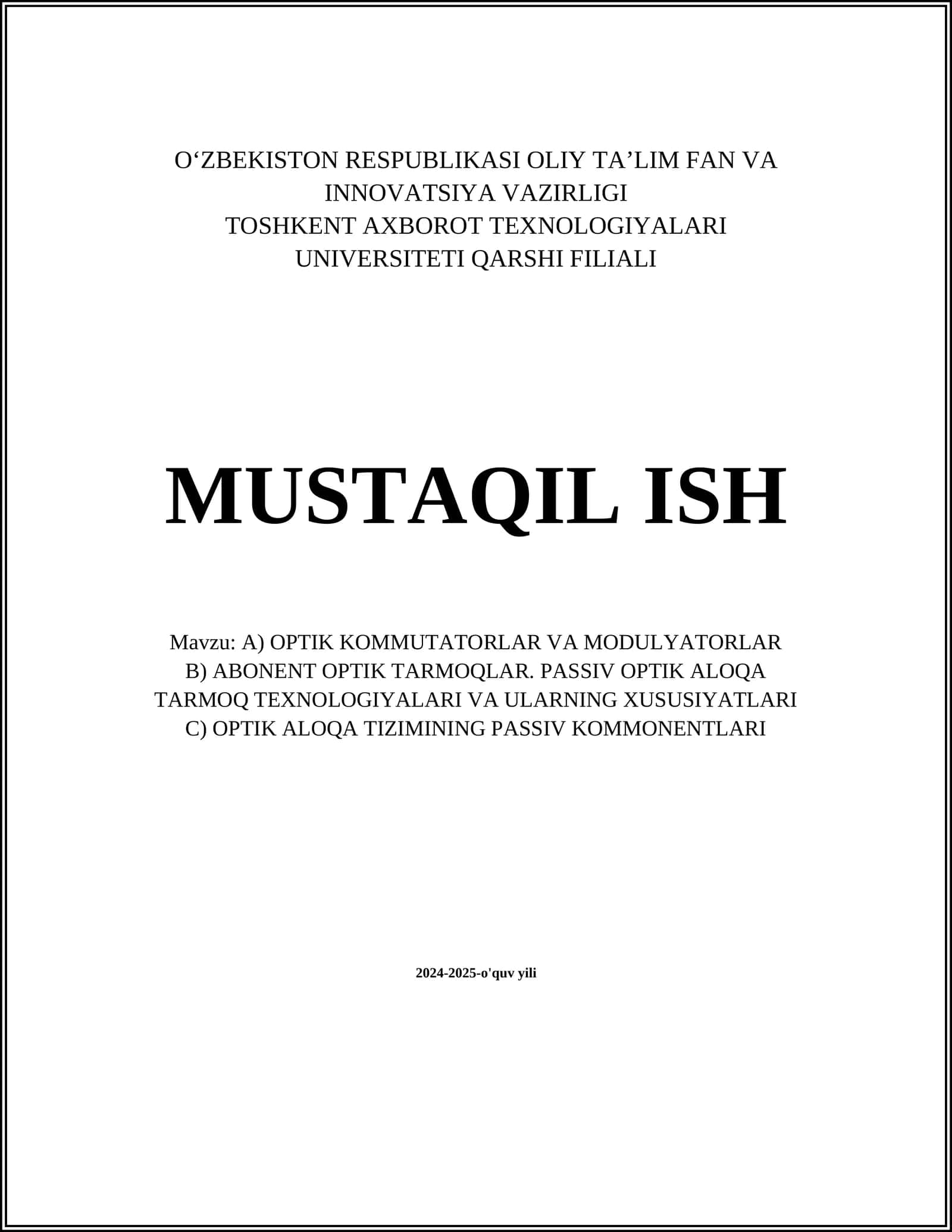 Optik Kommutatorlar Turlari 1